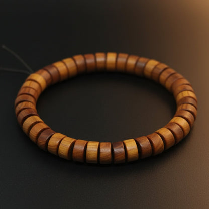 THE MEN THING Bead Bracelet CEDAR CORE  - 10mm Wooden Beads Bracelet with Natural Stone - Adjustable Bracelet