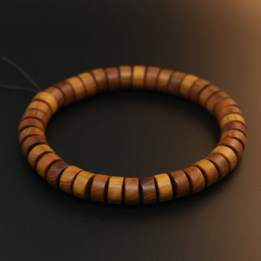 THE MEN THING Bead Bracelet CEDAR CORE  - 10mm Wooden Beads Bracelet with Natural Stone - Adjustable Bracelet