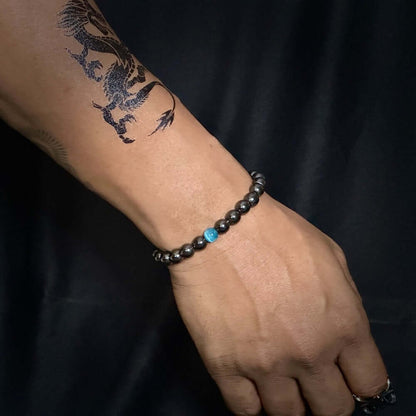 THE MEN THING Bead Bracelet COBALT BLUE  - Beads Bracelet with Natural Stone - "7" inch Stretch Bracelet for Men & Boys