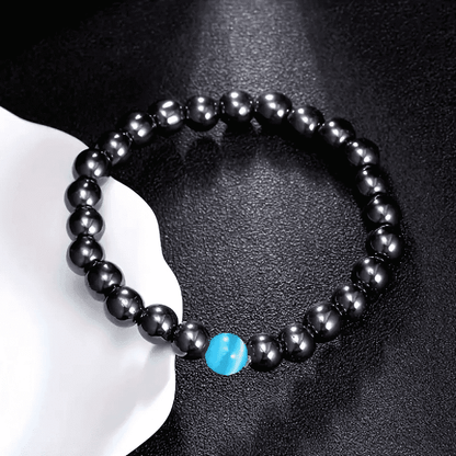 THE MEN THING Bead Bracelet COBALT BLUE  - Beads Bracelet with Natural Stone - "7" inch Stretch Bracelet for Men & Boys