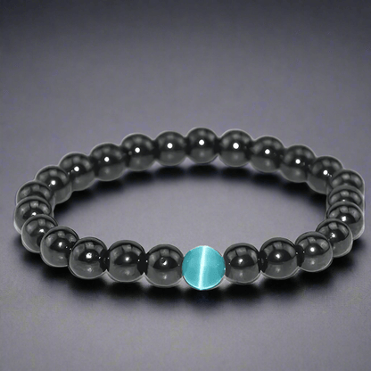 THE MEN THING Bead Bracelet COBALT BLUE  - Beads Bracelet with Natural Stone - "7" inch Stretch Bracelet for Men & Boys