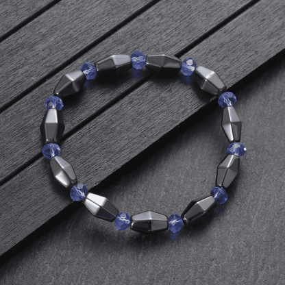 THE MEN THING Bead Bracelet CONE SHAPE BLUE  - Beads Bracelet with Natural Stone - "7" inch Stretch Bracelet for Men & Boys