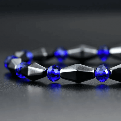 THE MEN THING Bead Bracelet CONE SHAPE BLUE  - Beads Bracelet with Natural Stone - "7" inch Stretch Bracelet for Men & Boys