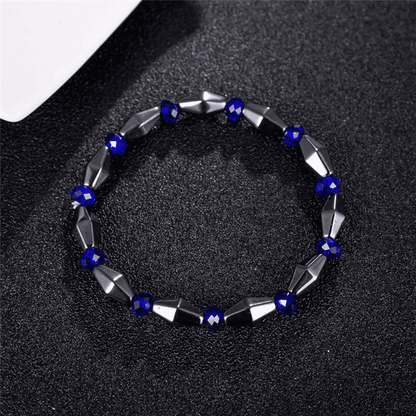 THE MEN THING Bead Bracelet CONE SHAPE BLUE  - Beads Bracelet with Natural Stone - "7" inch Stretch Bracelet for Men & Boys