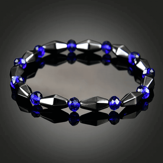 THE MEN THING Bead Bracelet CONE SHAPE BLUE  - Beads Bracelet with Natural Stone - "7" inch Stretch Bracelet for Men & Boys