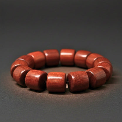 THE MEN THING Bead Bracelet CRIMSON TIMBER - 16mm Wooden Beads Bracelet with Natural Stone - Adjustable Bracelet