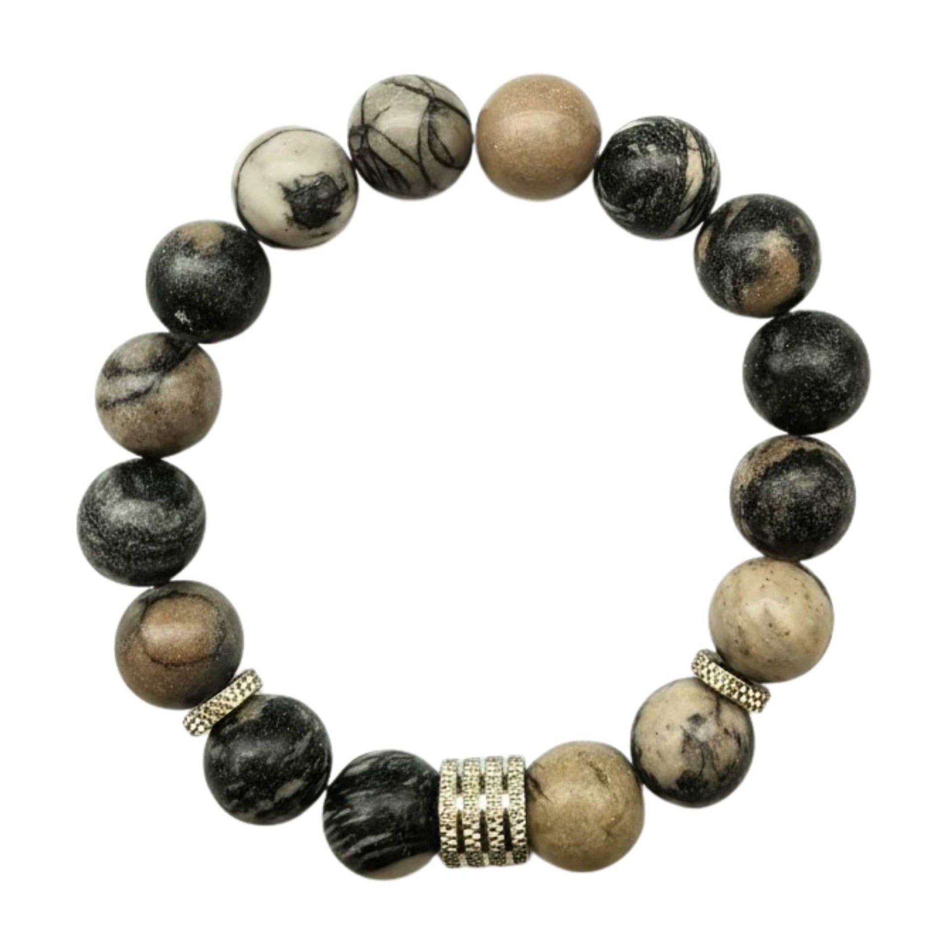 THE MEN THING Bead Bracelet LUMORA - 12mm Beads Bracelet with Natural Stone - Adjustable Bracelet