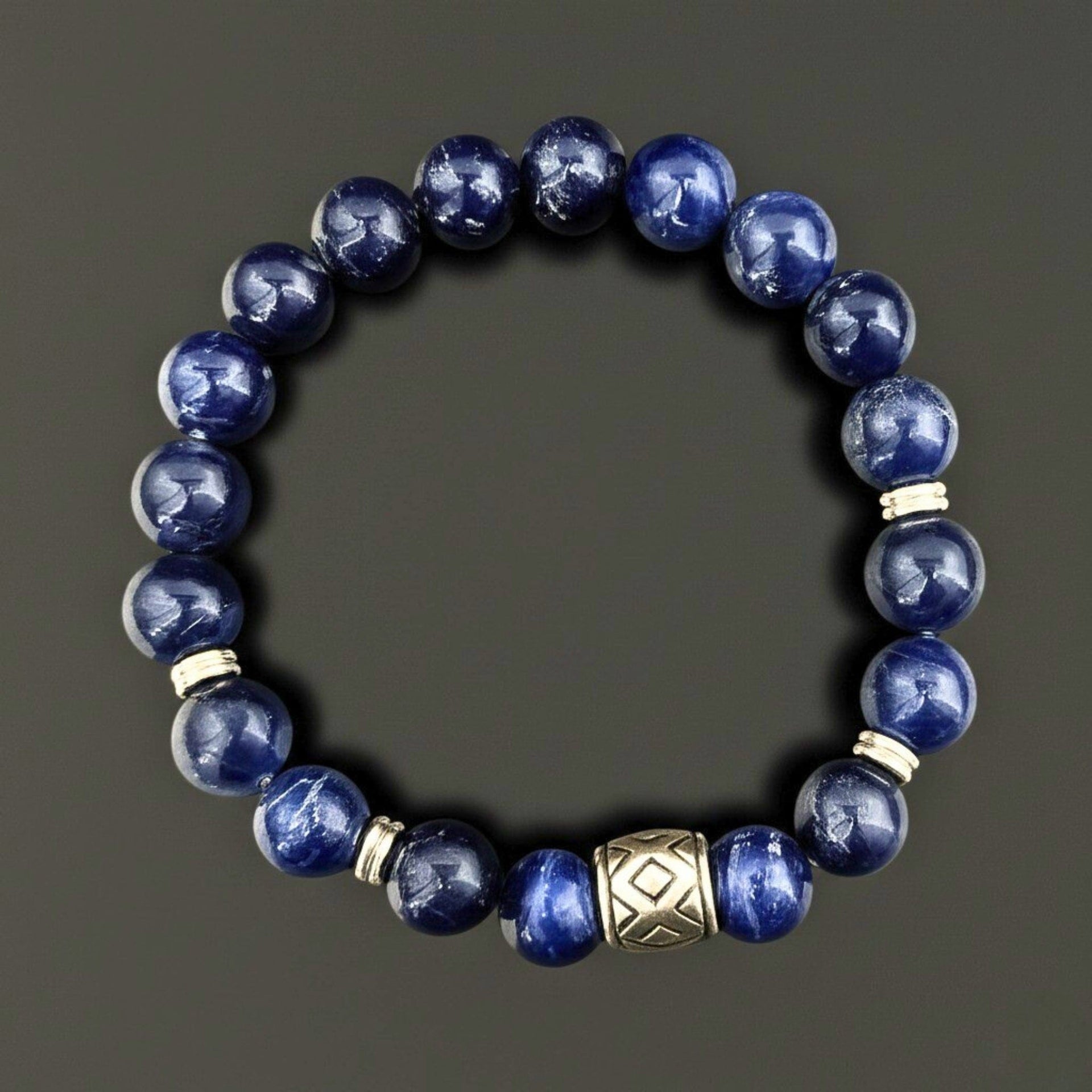 THE MEN THING Bead Bracelet MIDNIGHT NOVA - 12mm Beads Bracelet with Natural Stone - Adjustable Bracelet