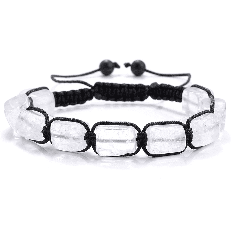 THE MEN THING Bead Bracelet MOONSTONE SQUARE  - Beads Bracelet with Natural Stone - Adjustable Bracelet for Men & Boys