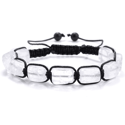 THE MEN THING Bead Bracelet MOONSTONE SQUARE  - Beads Bracelet with Natural Stone - Adjustable Bracelet for Men & Boys