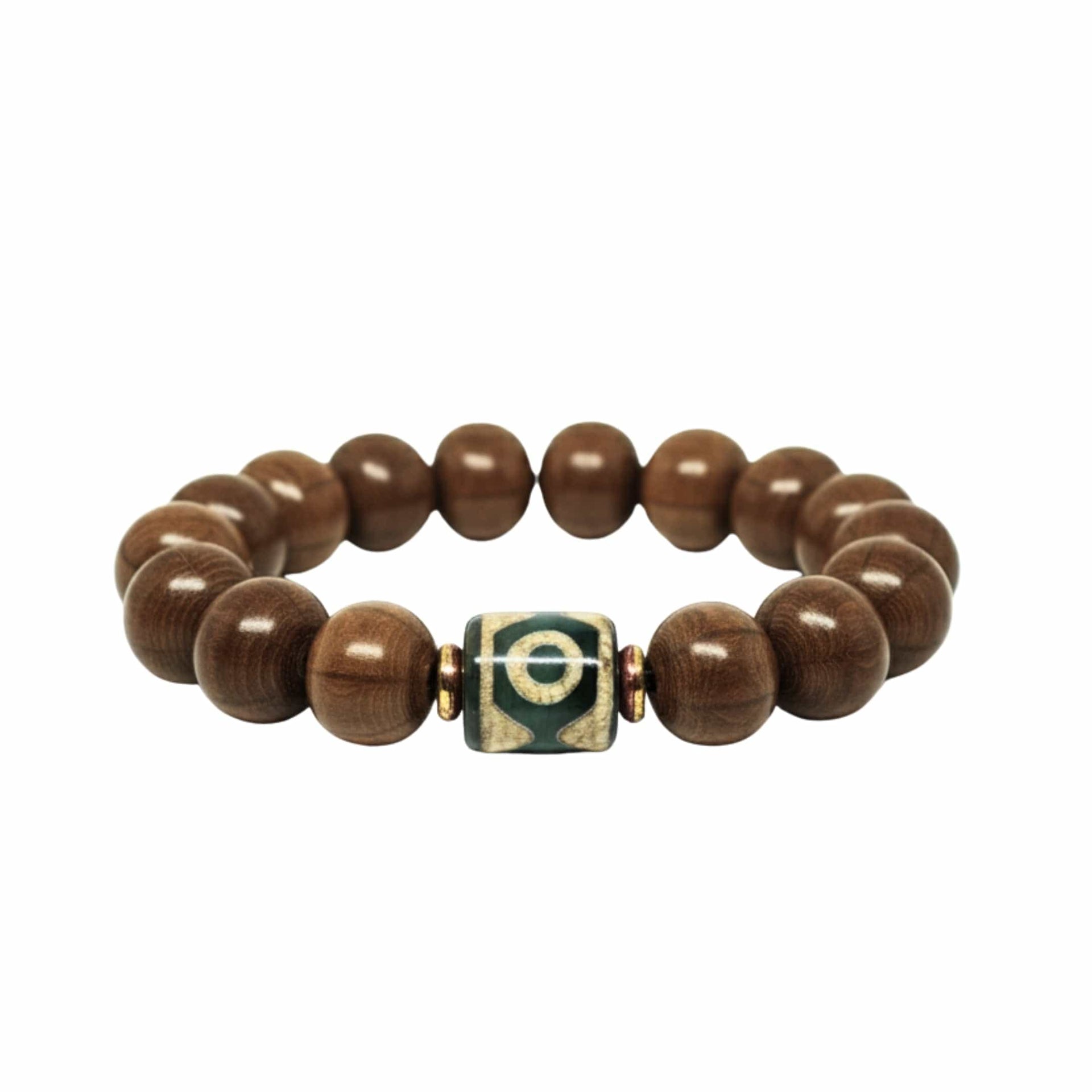 THE MEN THING Bead Bracelet MYSTIC AXIS - 15mm Wooden Beads Bracelet with Natural Stone - Adjustable Bracelet