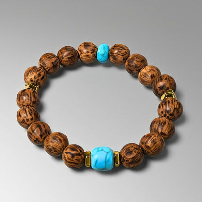 THE MEN THING Bead Bracelet MYSTIC EARTH - 12mm Beads Bracelet with Natural Stone - Adjustable Bracelet