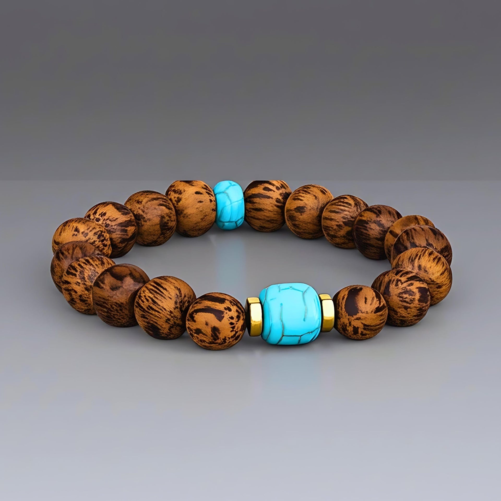 THE MEN THING Bead Bracelet MYSTIC EARTH - 12mm Beads Bracelet with Natural Stone - Adjustable Bracelet