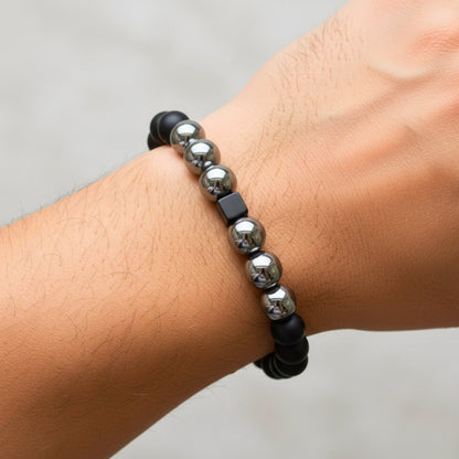 THE MEN THING Bead Bracelet OBSCURA - 12mm Beads Bracelet with Natural Stone - Adjustable Bracelet