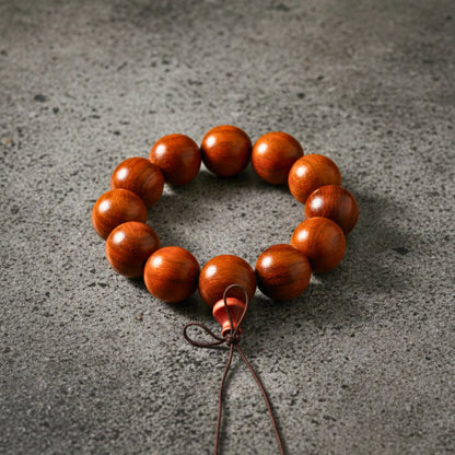 THE MEN THING Bead Bracelet ROVERE - 21mm Wooden Beads Bracelet with Natural Stone - Adjustable Bracelet