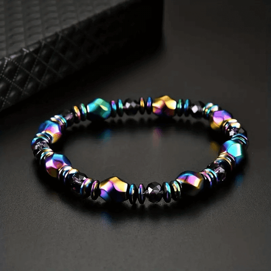 THE MEN THING Bead Bracelet SPECTRA MULTICOLOR  - Beads Bracelet with Natural Stone - "7" inch Stretch Bracelet for Men & Boys