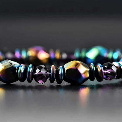 THE MEN THING Bead Bracelet SPECTRA MULTICOLOR  - Beads Bracelet with Natural Stone - "7" inch Stretch Bracelet for Men & Boys