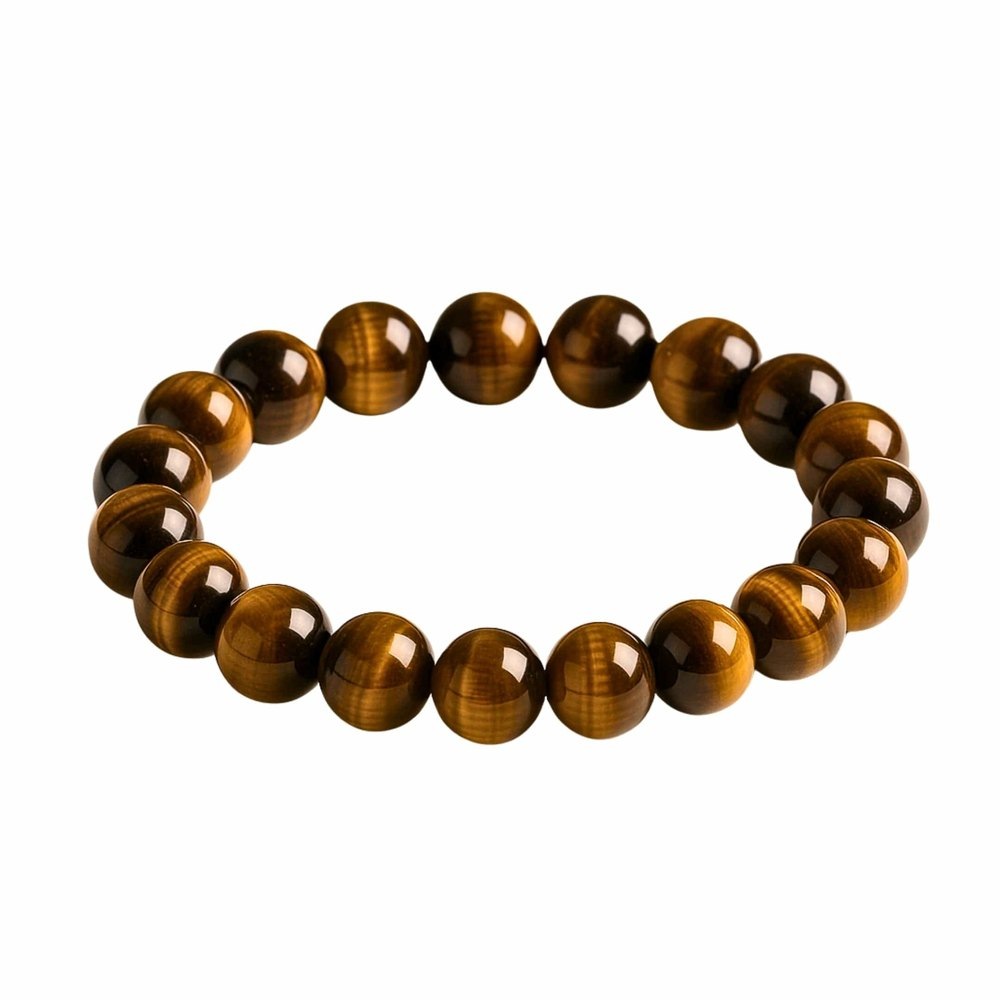 THE MEN THING Bead Bracelet TIGORA TIGERS EYE - 12mm Beads Bracelet with Natural Stone - Adjustable Bracelet