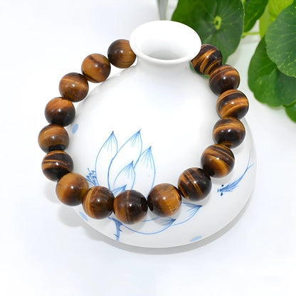 THE MEN THING Bead Bracelet TIGORA TIGERS EYE - 12mm Beads Bracelet with Natural Stone - Adjustable Bracelet