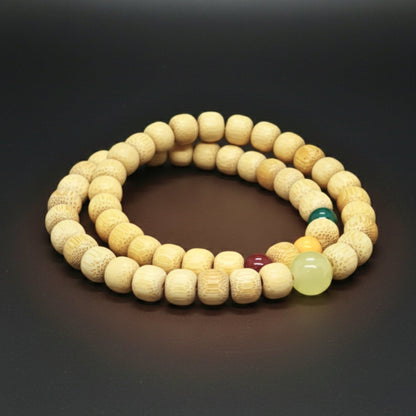 THE MEN THING Bead Bracelet TRANQUIL AURA  - 10mm Wooden Beads Bracelet with Natural Stone - Adjustable Bracelet