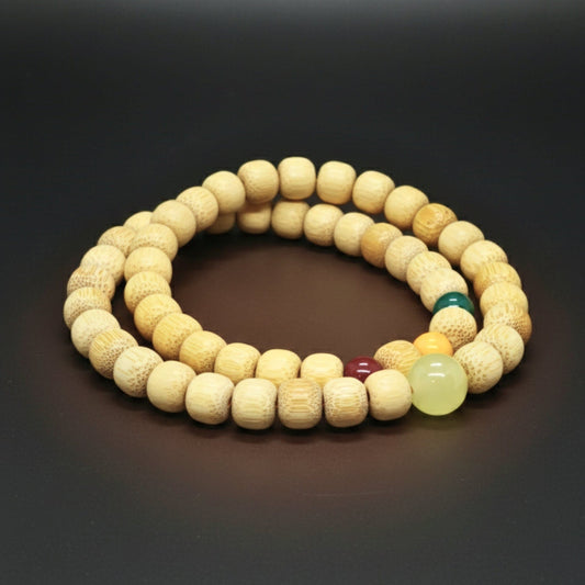 THE MEN THING Bead Bracelet TRANQUIL AURA  - 10mm Wooden Beads Bracelet with Natural Stone - Adjustable Bracelet