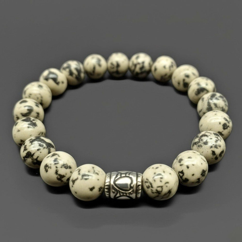 THE MEN THING Bead Bracelet TRANQUIL TERRA - 12mm Beads Bracelet with Natural Stone - Adjustable Bracelet