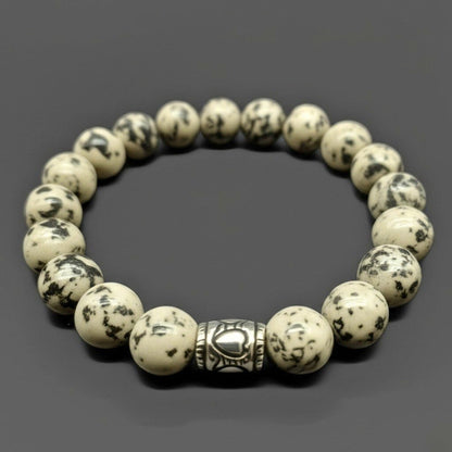 THE MEN THING Bead Bracelet TRANQUIL TERRA - 12mm Beads Bracelet with Natural Stone - Adjustable Bracelet
