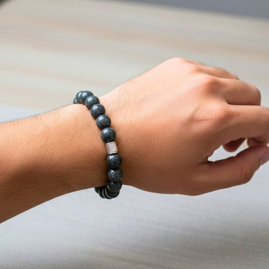 THE MEN THING Bead Bracelet VEYNOR - 12mm Beads Bracelet with Natural Stone - Adjustable Bracelet