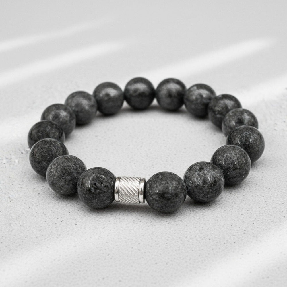 THE MEN THING Bead Bracelet VEYNOR - 12mm Beads Bracelet with Natural Stone - Adjustable Bracelet