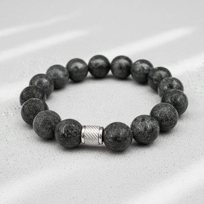 THE MEN THING Bead Bracelet VEYNOR - 12mm Beads Bracelet with Natural Stone - Adjustable Bracelet