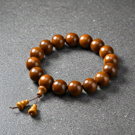THE MEN THING Bead Bracelet WALDOR - 21mm Wooden Beads Bracelet with Natural Stone - Adjustable Bracelet