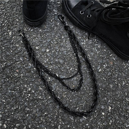THE MEN THING Biker Fashion AEGIS CHAIN BLACK - 3pcs Alloy Multi-Layer Long Biker Jeans Chain with Lobster Clasps for Men & Boys - 36 inch