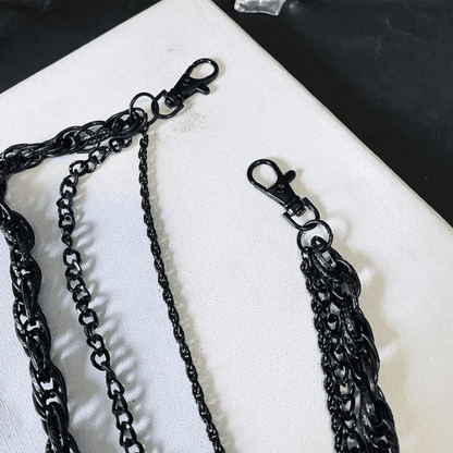 THE MEN THING Biker Fashion AEGIS CHAIN BLACK - 3pcs Alloy Multi-Layer Long Biker Jeans Chain with Lobster Clasps for Men & Boys - 36 inch