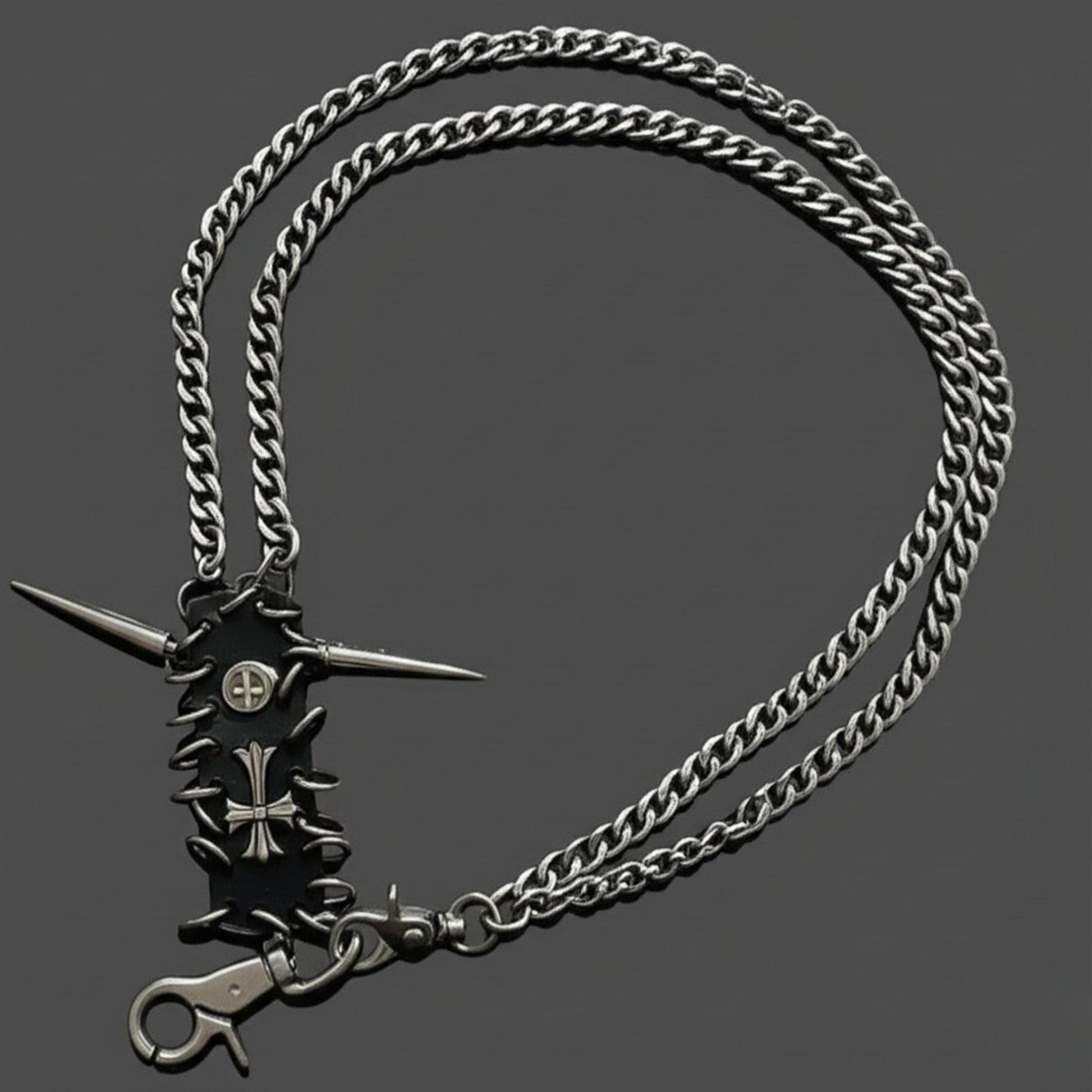 THE MEN THING Biker Fashion HELLSPIRE CHAIN - Pure Titanium Steel Wallet Biker Jeans Chain with Lobster Clasps for Men & Boys - "27"inch