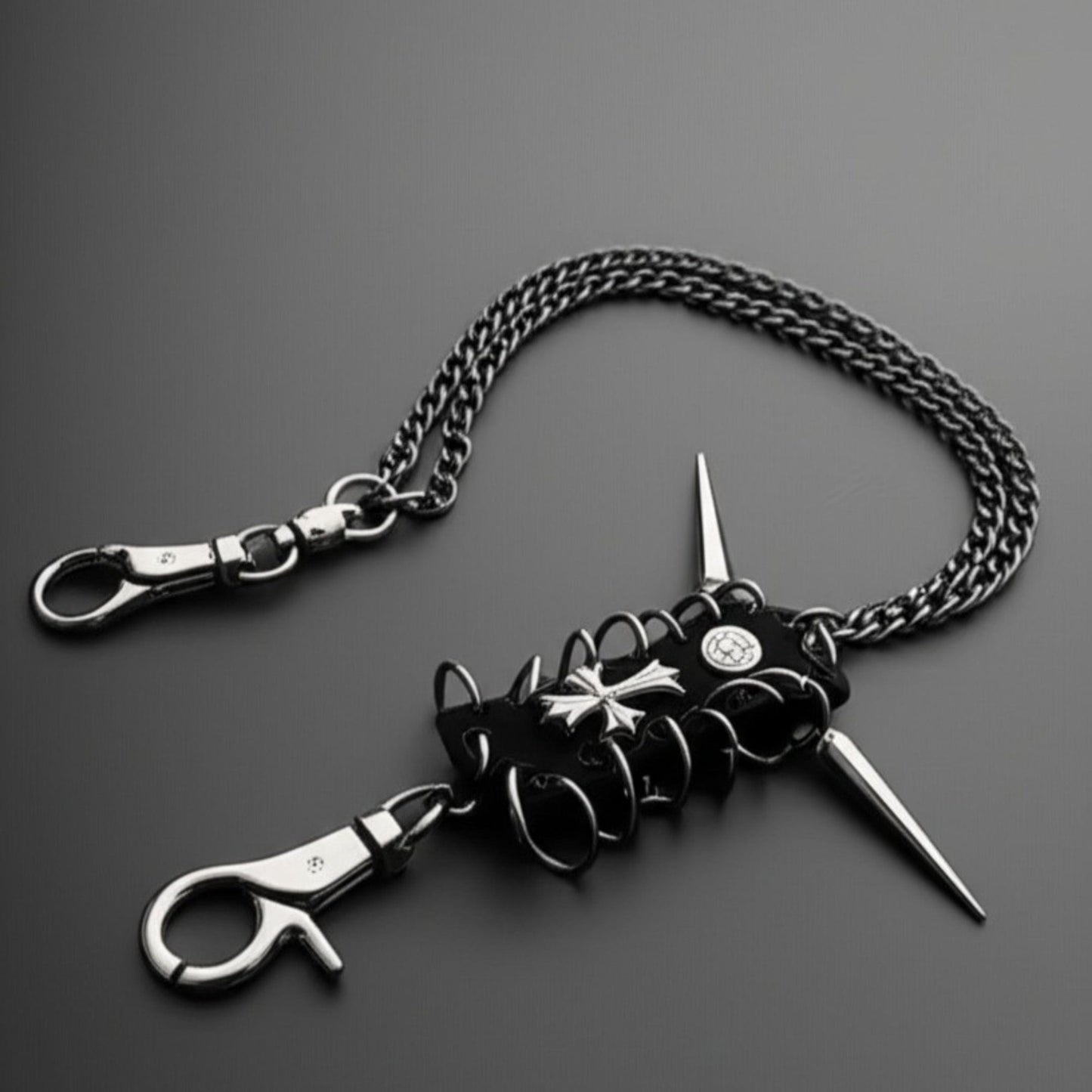 THE MEN THING Biker Fashion HELLSPIRE CHAIN - Pure Titanium Steel Wallet Biker Jeans Chain with Lobster Clasps for Men & Boys - "27"inch