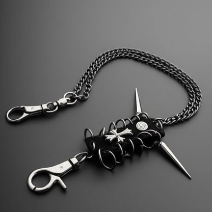 THE MEN THING Biker Fashion HELLSPIRE CHAIN - Pure Titanium Steel Wallet Biker Jeans Chain with Lobster Clasps for Men & Boys - "27"inch