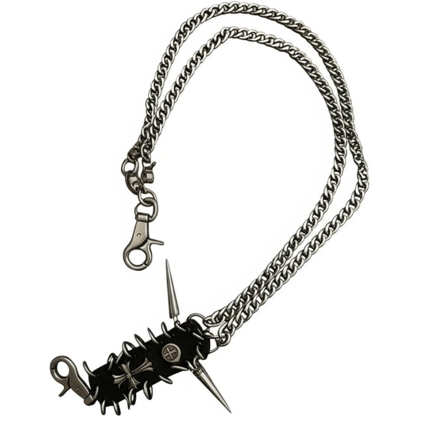 THE MEN THING Biker Fashion HELLSPIRE CHAIN - Pure Titanium Steel Wallet Biker Jeans Chain with Lobster Clasps for Men & Boys - "27"inch