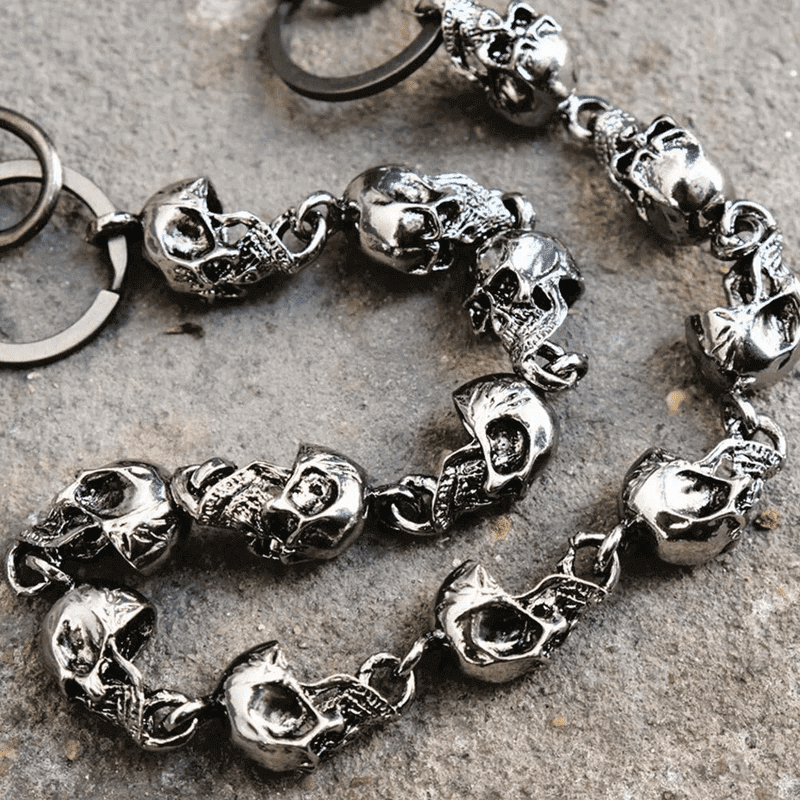 THE MEN THING Biker Fashion OCCIPUT CHAIN SILVER - Alloy Skull Heavy Biker Jeans Chain with Lobster Clasps for Men & Boys - 24 inch