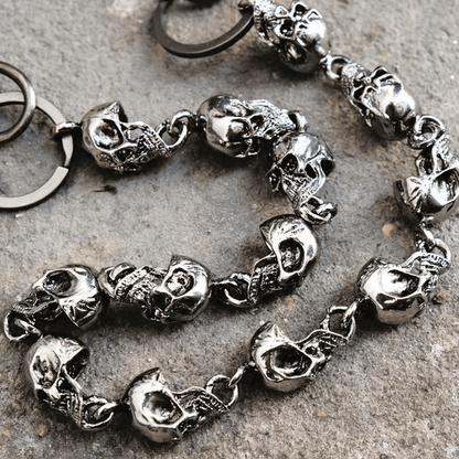 THE MEN THING Biker Fashion OCCIPUT CHAIN SILVER - Alloy Skull Heavy Biker Jeans Chain with Lobster Clasps for Men & Boys - 24 inch