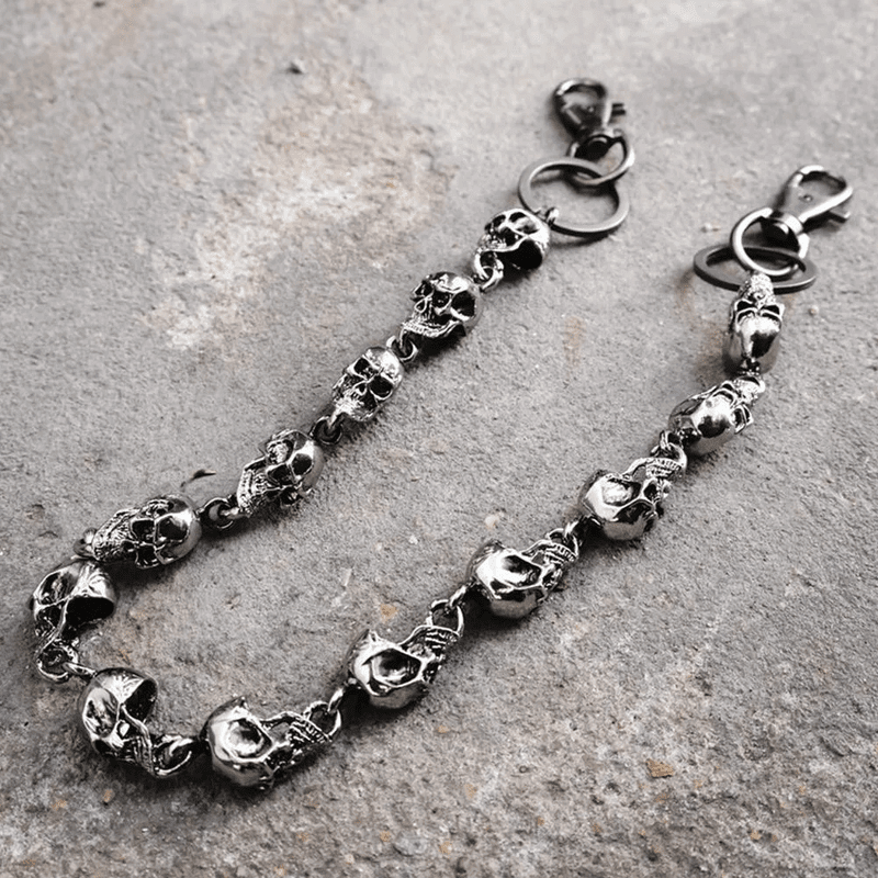 THE MEN THING Biker Fashion OCCIPUT CHAIN SILVER - Alloy Skull Heavy Biker Jeans Chain with Lobster Clasps for Men & Boys - 24 inch