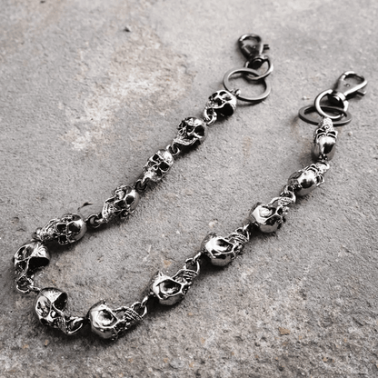THE MEN THING Biker Fashion OCCIPUT CHAIN SILVER - Alloy Skull Heavy Biker Jeans Chain with Lobster Clasps for Men & Boys - 24 inch