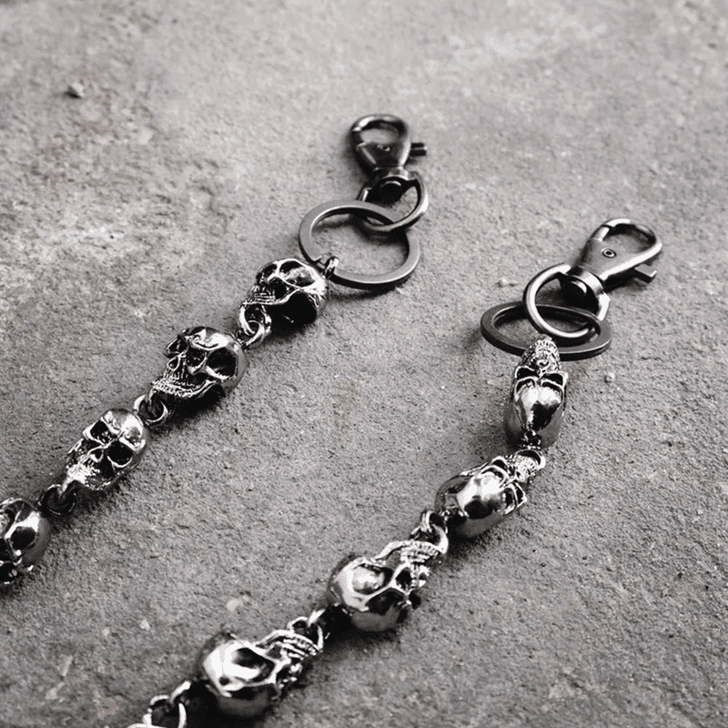 THE MEN THING Biker Fashion OCCIPUT CHAIN SILVER - Alloy Skull Heavy Biker Jeans Chain with Lobster Clasps for Men & Boys - 24 inch