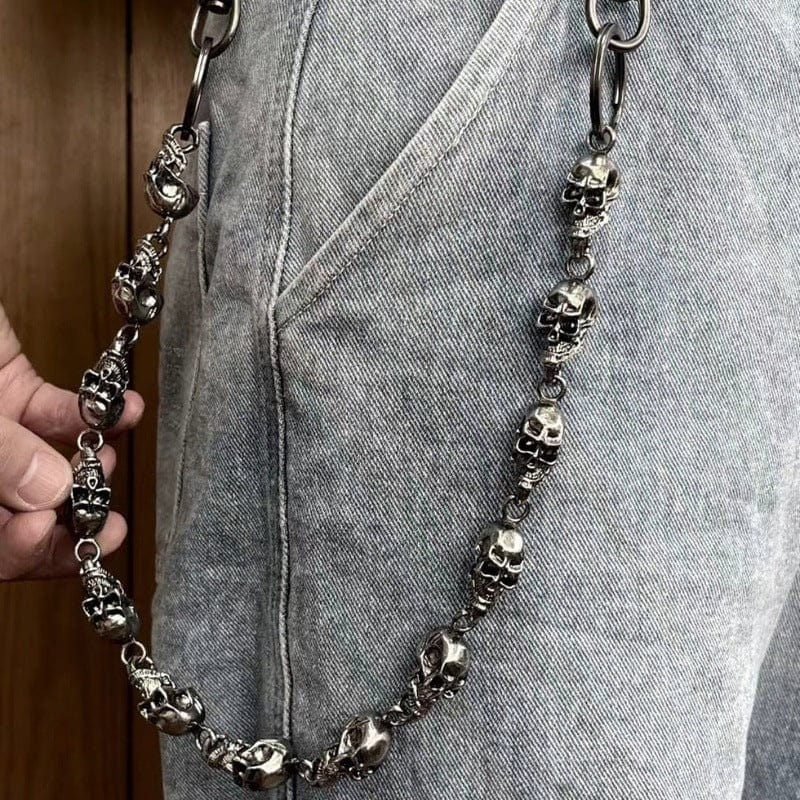 THE MEN THING Biker Fashion OCCIPUT CHAIN SILVER - Alloy Skull Heavy Biker Jeans Chain with Lobster Clasps for Men & Boys - 24 inch