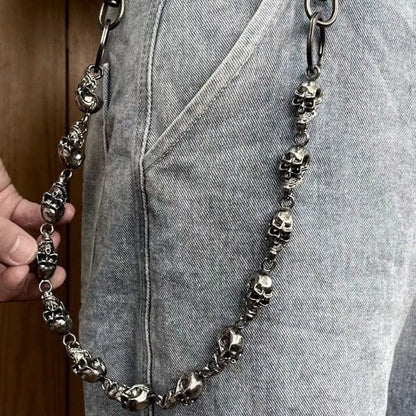 THE MEN THING Biker Fashion OCCIPUT CHAIN SILVER - Alloy Skull Heavy Biker Jeans Chain with Lobster Clasps for Men & Boys - 24 inch