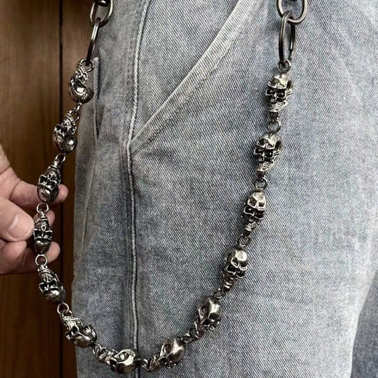 THE MEN THING Biker Fashion OCCIPUT CHAIN SILVER - Alloy Skull Heavy Biker Jeans Chain with Lobster Clasps for Men & Boys - 24 inch