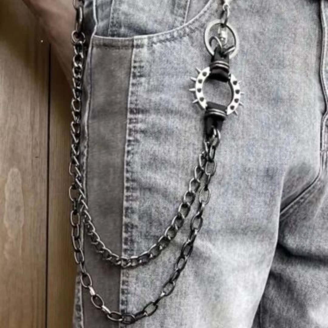 THE MEN THING Biker Fashion SHADOW LINK CHAIN BLACK - Alloy Wallet Biker Jeans Chain with Lobster Clasps for Men & Boys - "22.5"inch