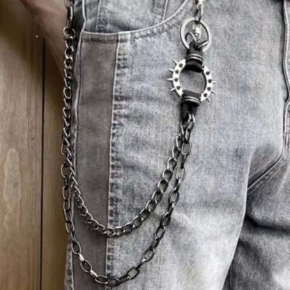 THE MEN THING Biker Fashion SHADOW LINK CHAIN BLACK - Alloy Wallet Biker Jeans Chain with Lobster Clasps for Men & Boys - "22.5"inch