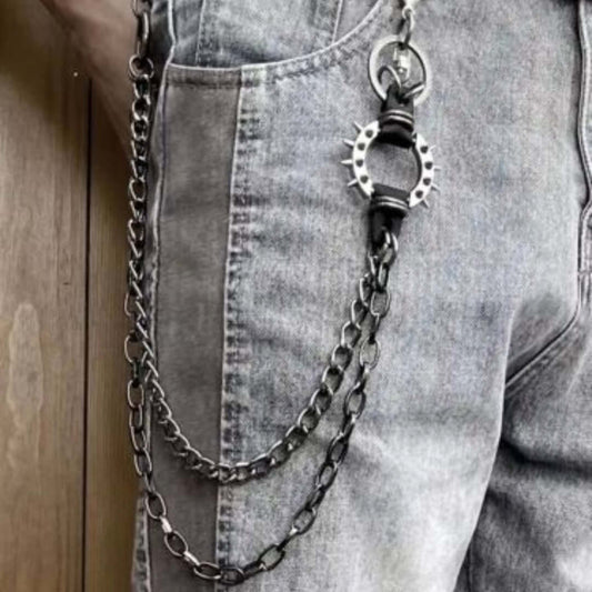 THE MEN THING Biker Fashion SHADOW LINK CHAIN BLACK - Alloy Wallet Biker Jeans Chain with Lobster Clasps for Men & Boys - "22.5"inch