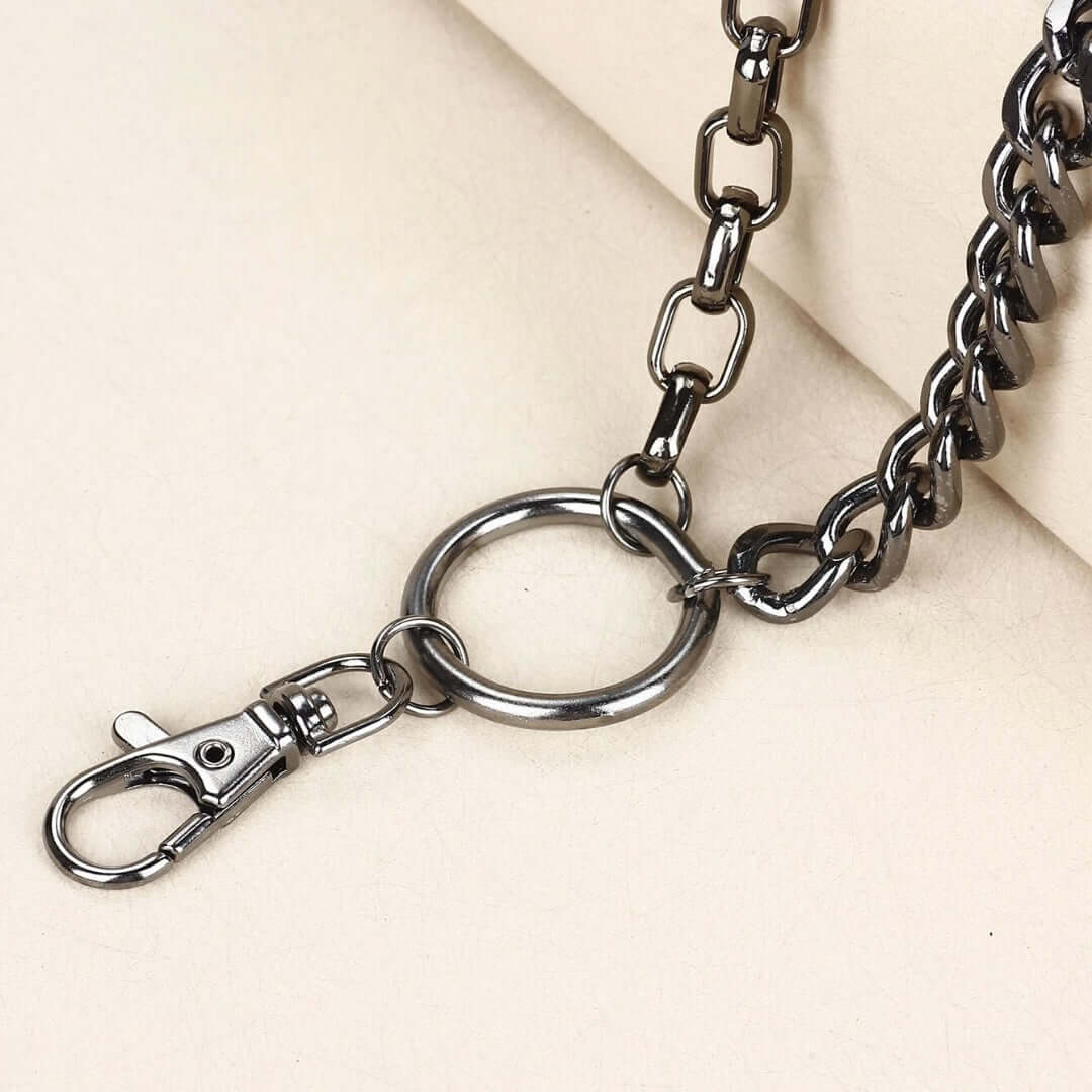 THE MEN THING Biker Fashion SHADOW LINK CHAIN BLACK - Alloy Wallet Biker Jeans Chain with Lobster Clasps for Men & Boys - "22.5"inch