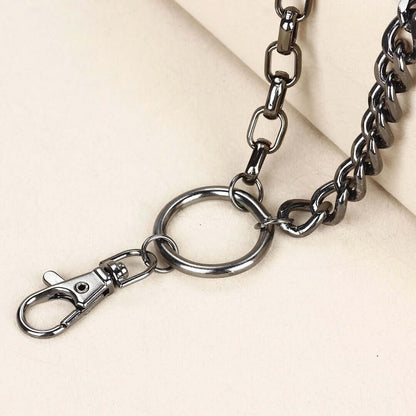 THE MEN THING Biker Fashion SHADOW LINK CHAIN BLACK - Alloy Wallet Biker Jeans Chain with Lobster Clasps for Men & Boys - "22.5"inch